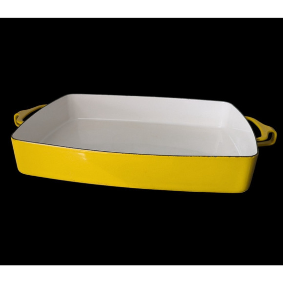 Vtg Dansk Designs Kobenstyle Yellow Enamel Steel Casserole Baker Dish 13x10 60s - Picture 1 of 16